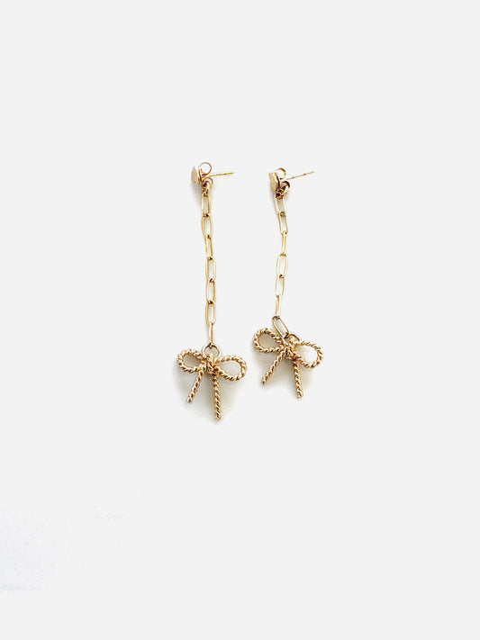 Chain bow earrings